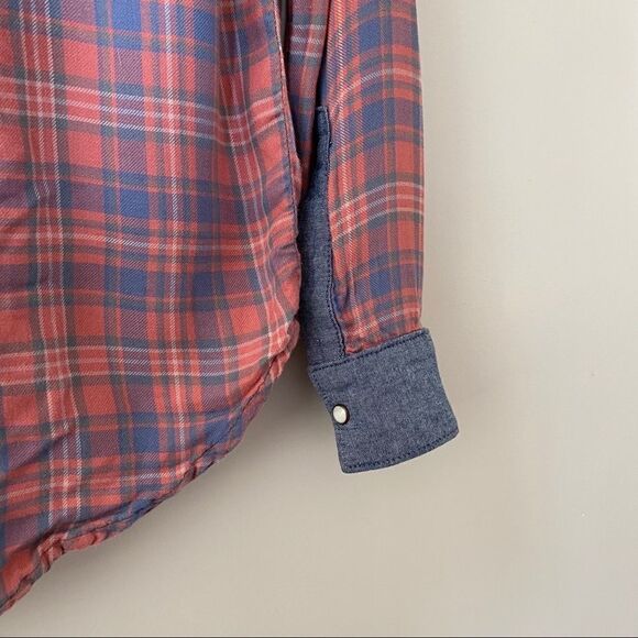 NSF Plaid Two Tone Pearl Button Down Shirt - Picture 6 of 9